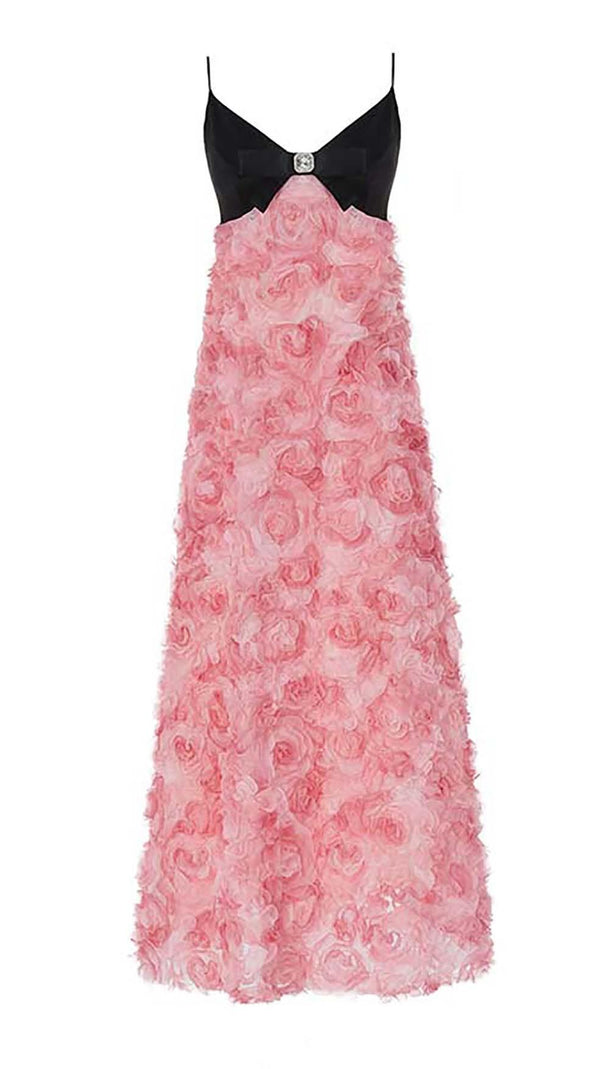 AIIZIE ROSE APPLIQUÉD SPAGHETTI MAXI DRESS IN PINK - product image