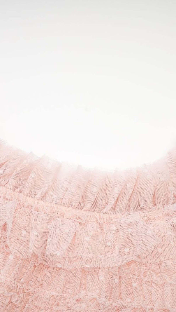 AIIZIE RUFFLE OFF SHOULDER TIERED MIDI DRESS IN PINK - product image