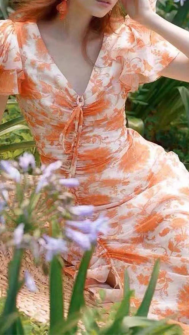 AIIZIE RUFFLE SLEEVED VOILE MAXI DRESS IN PINK - product image