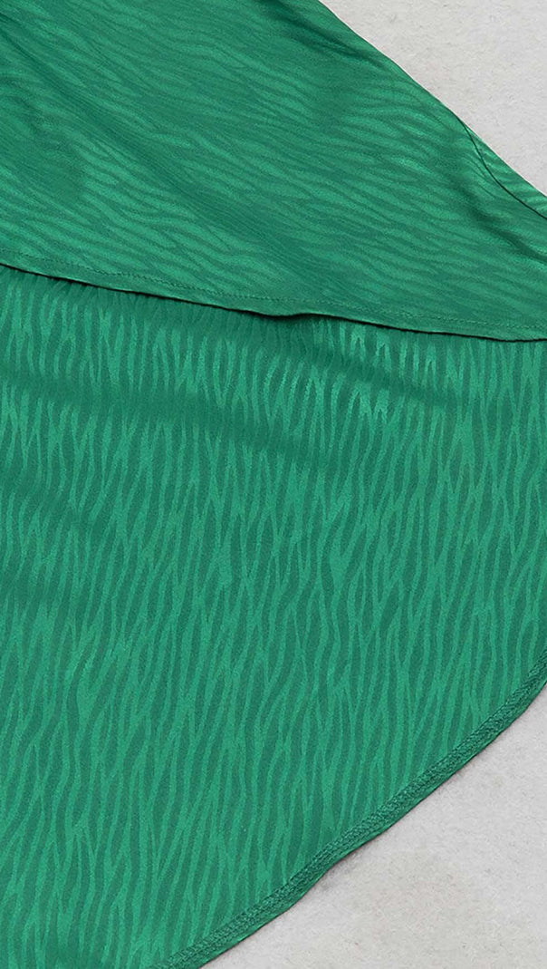 AIIZIE RUFFLE TRIM WRAP MIDI DRESS IN GREEN - product image