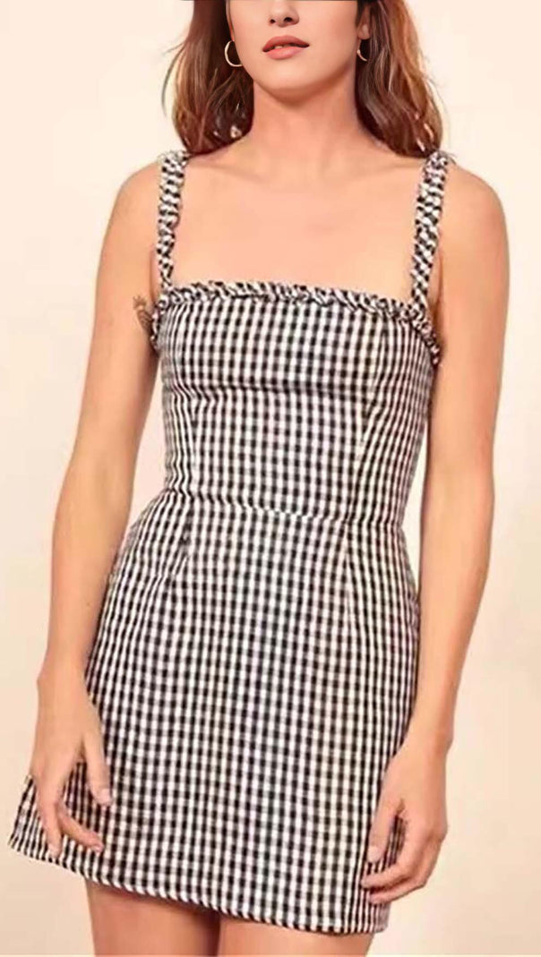 AIIZIE RUFFLED SLEEVELESS MINI DRESS IN GINGHAM - product image