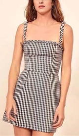 RUFFLED SLEEVELESS MINI DRESS IN GINGHAM