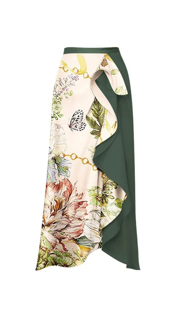 AIIZIE RUFFLED FLORAL PRINT BIKINI SWIMSUIT AND SKIRT - product image
