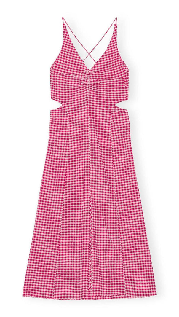 AIIZIE SEERSUCKER PLUNGE MAXI DRESS IN PINK - product image