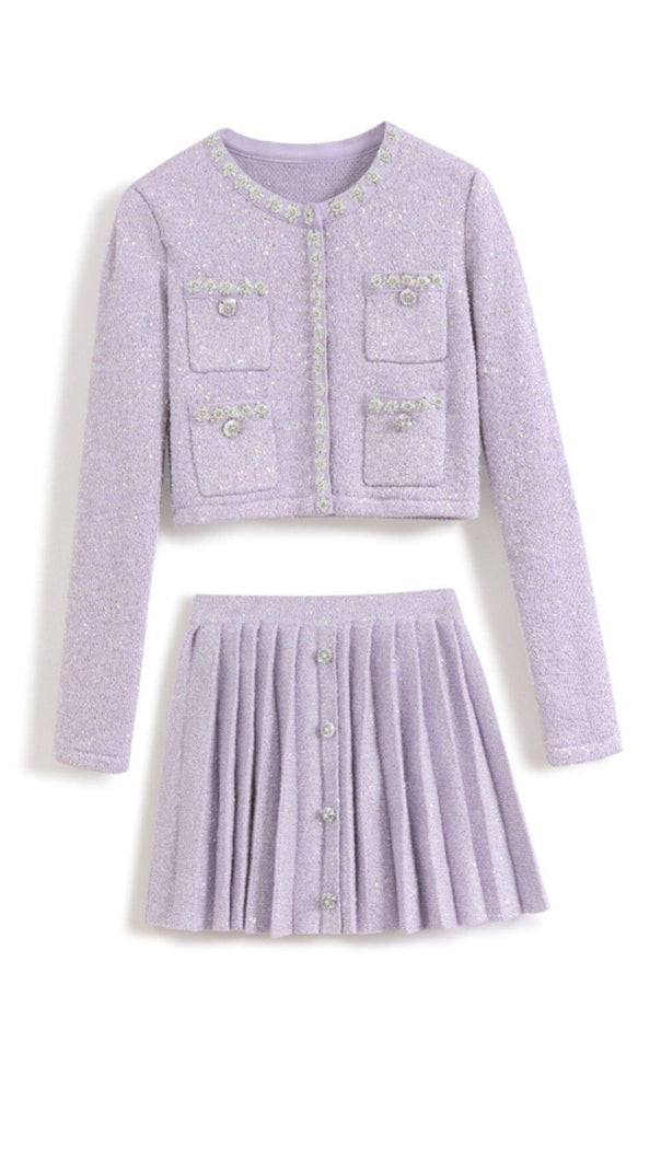 AIIZIE SEQUIN PLEATED TWO PIECE SET IN LILAC - product image