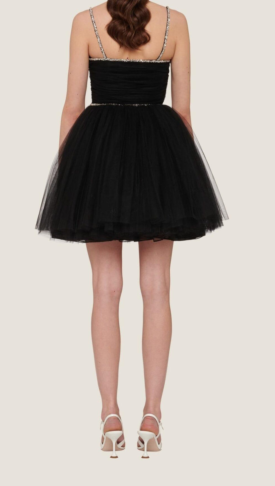 SPAGHETTI STRAPS SQUARE NECKLINE MINI DRESS IN BLACK