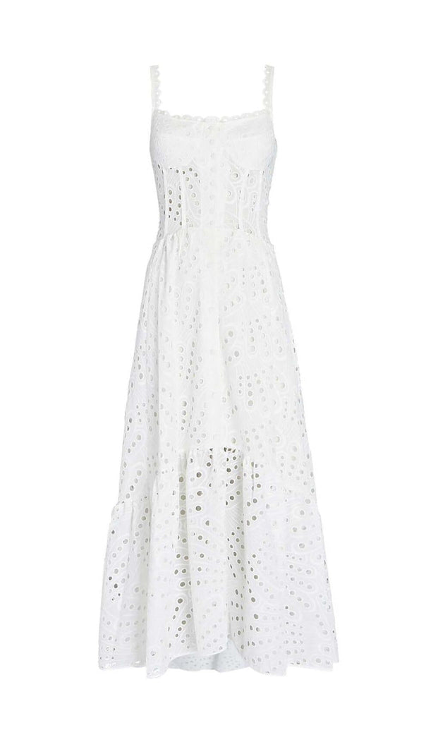 AIIZIE STRAPPY LACE MIDI DRESS IN WHITE - product image