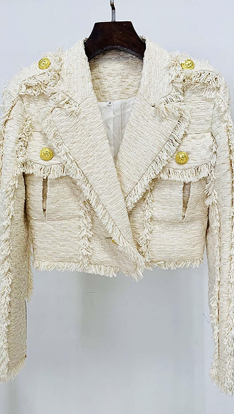 TWEED CROPPED JACKET WITH PLATED SKIRT IN LVORY