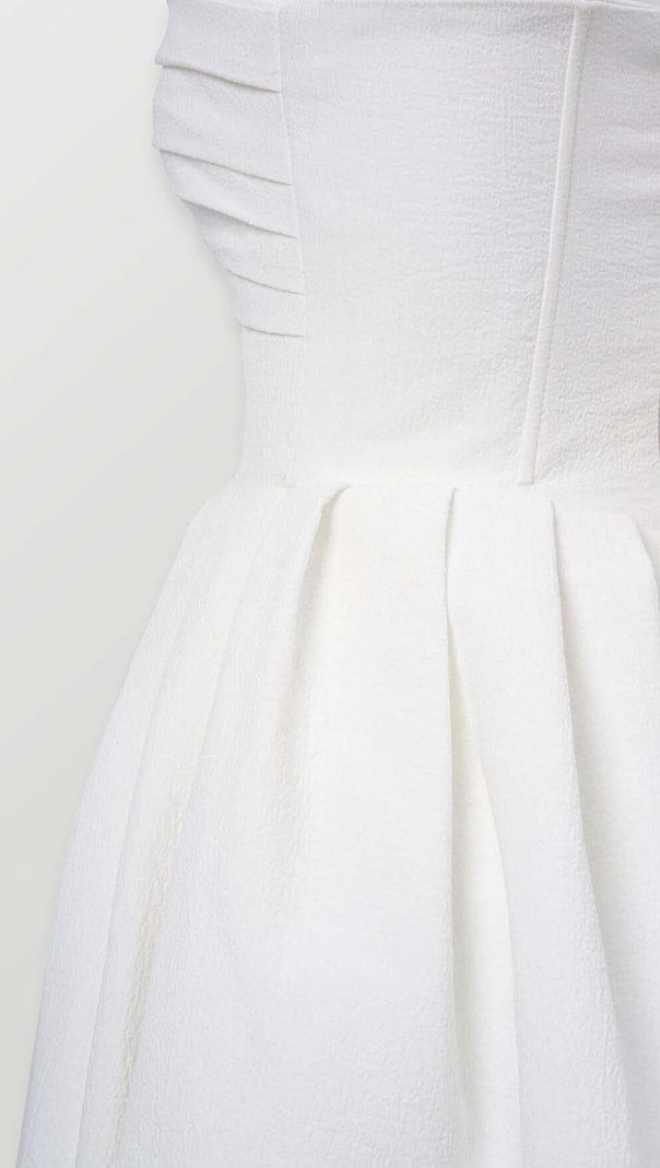 AIIZIE TWISTED PEARL STRAP MIDI DRESS IN WHITE - product image