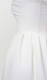 TWISTED PEARL STRAP MIDI DRESS IN WHITE