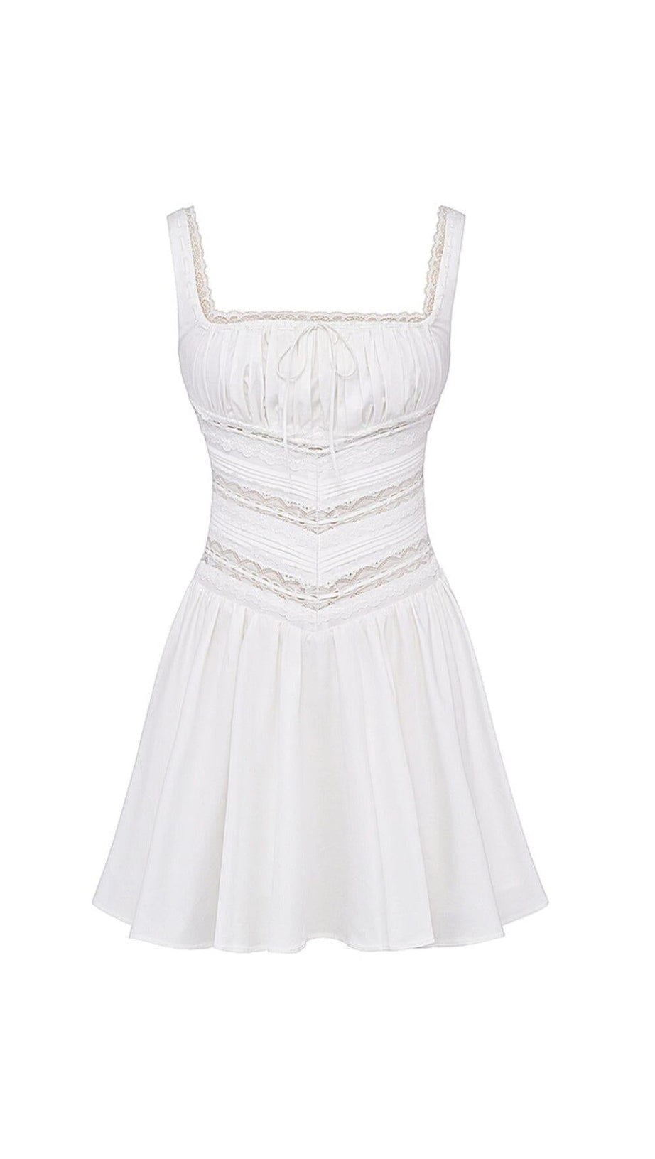 WHITE LACE TRIM MINI DRESS