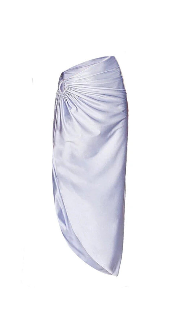 AIIZIE PEARL STRAP CUTOUT SHINY TEXTURE ONE PIECE SWIMSUIT AND SKIRT - product image