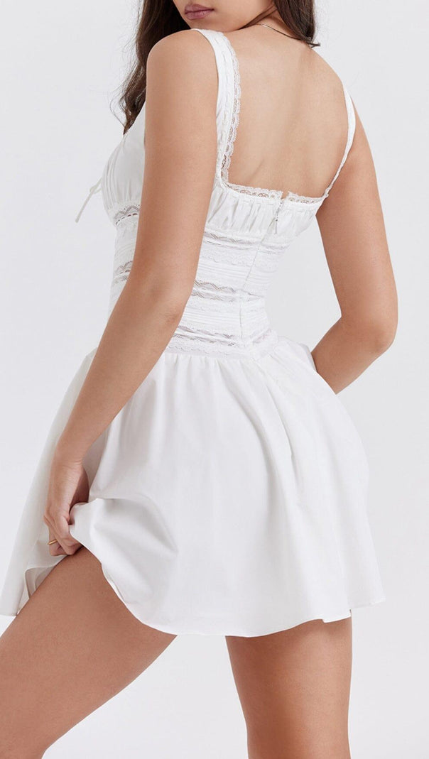 AIIZIE WHITE LACE TRIM MINI DRESS - product image