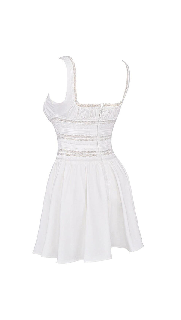 AIIZIE WHITE LACE TRIM MINI DRESS - product image