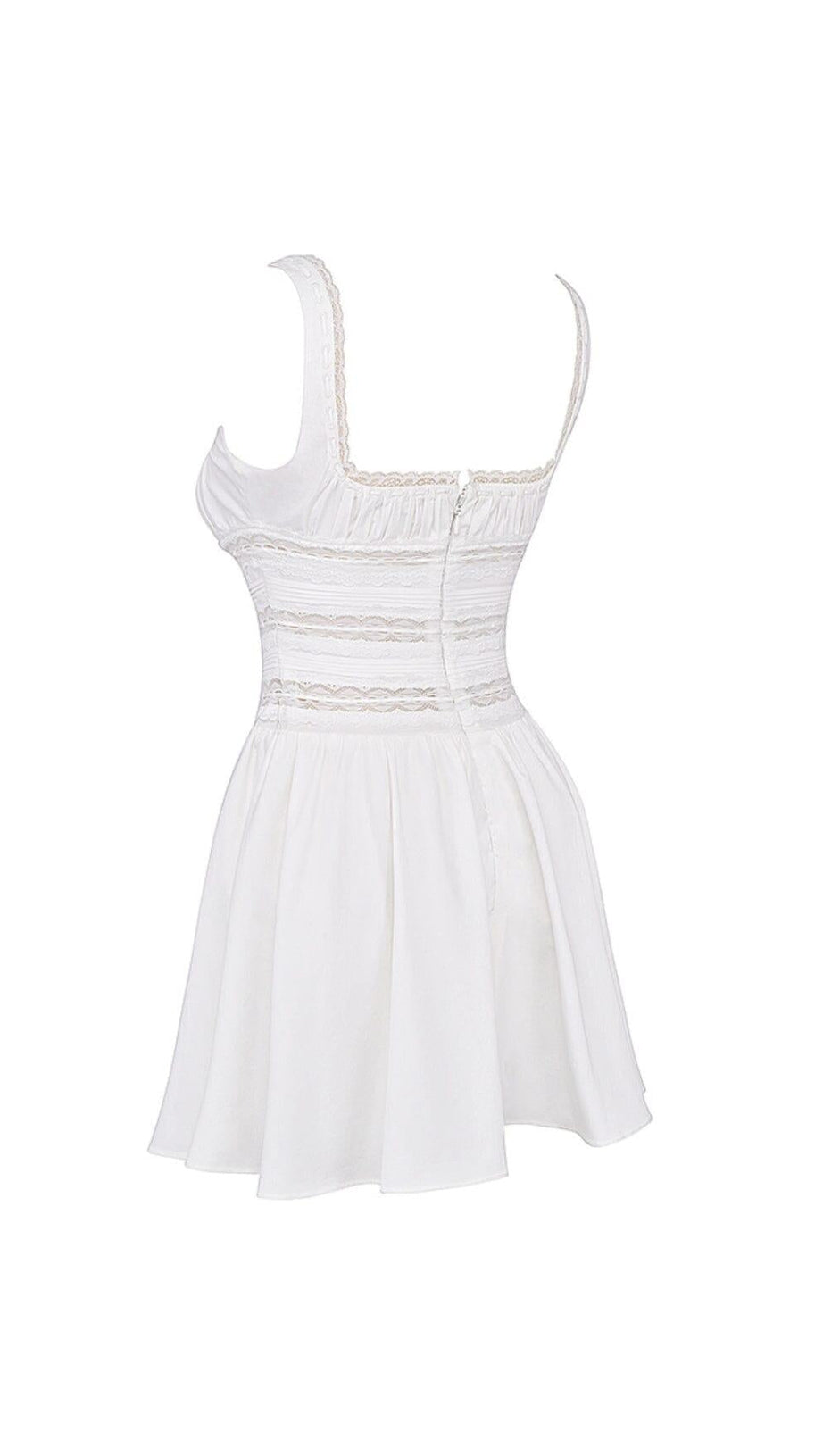 WHITE LACE TRIM MINI DRESS