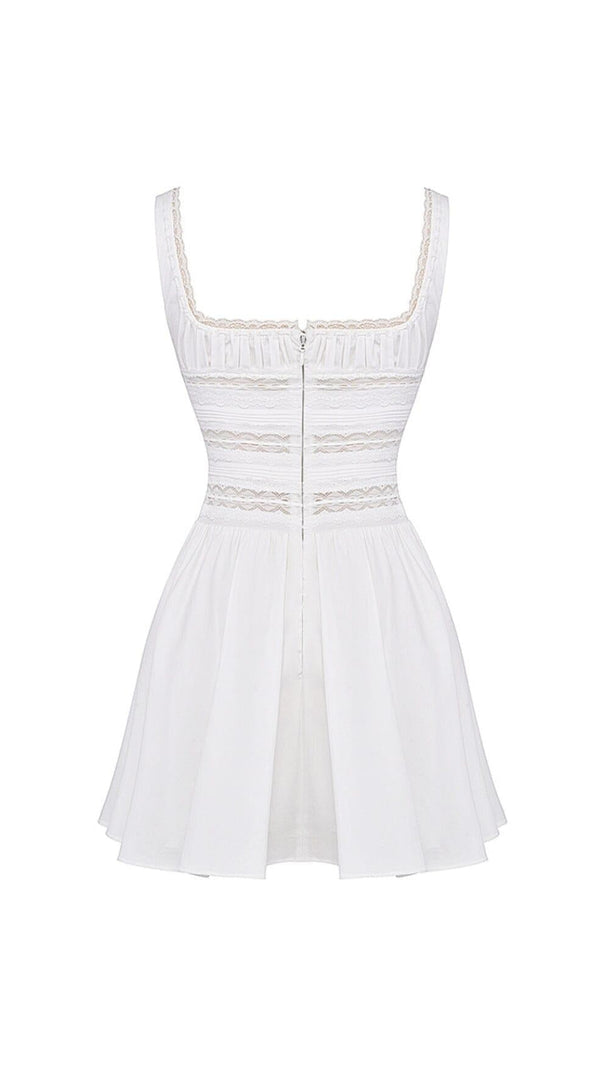 AIIZIE WHITE LACE TRIM MINI DRESS - product image