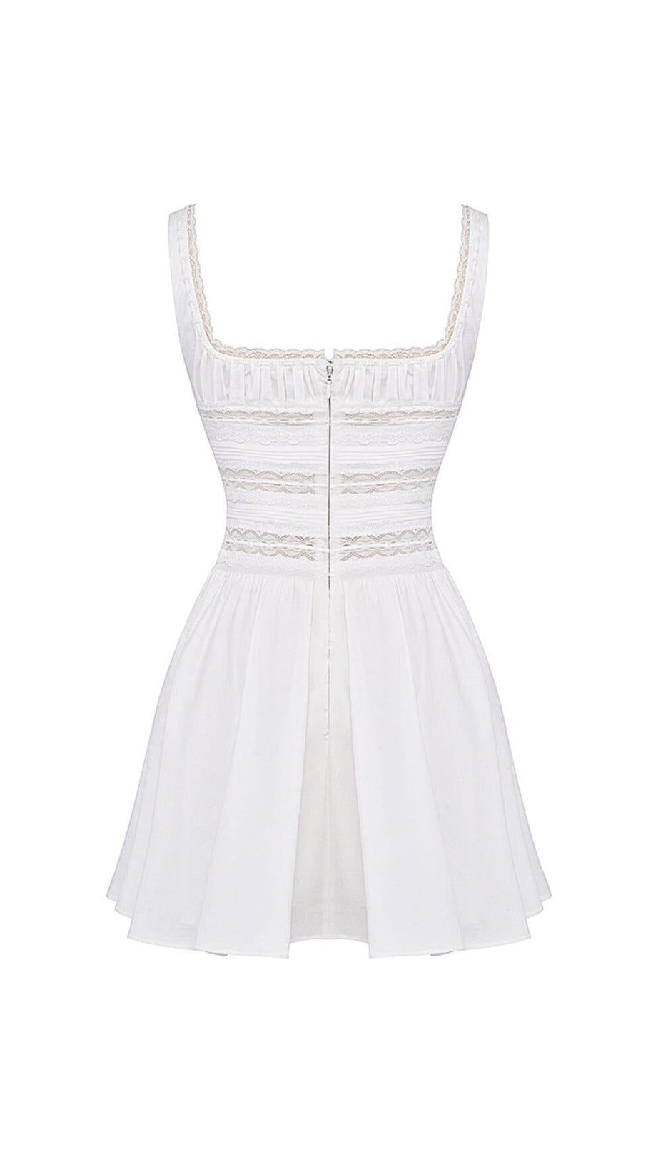 WHITE LACE TRIM MINI DRESS