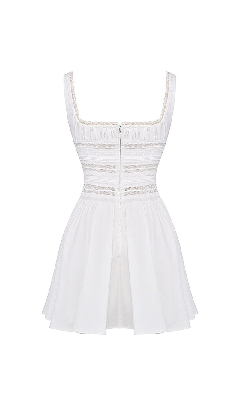 WHITE LACE TRIM MINI DRESS