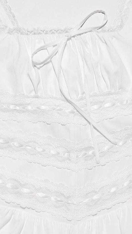 WHITE LACE TRIM MINI DRESS