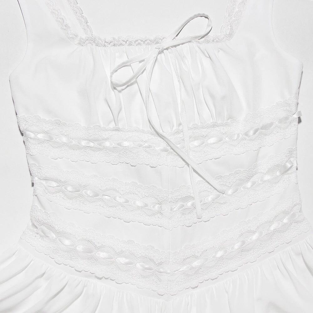 AIIZIE WHITE LACE TRIM MINI DRESS - product image
