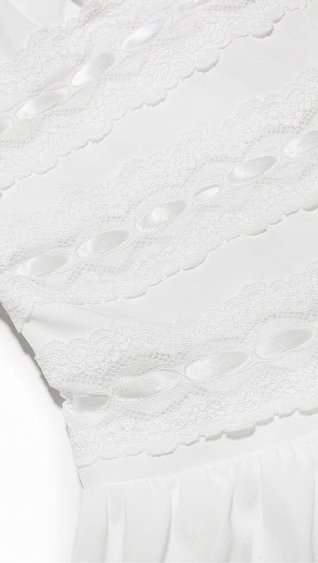 WHITE LACE TRIM MINI DRESS