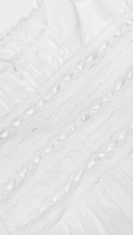 WHITE LACE TRIM MINI DRESS