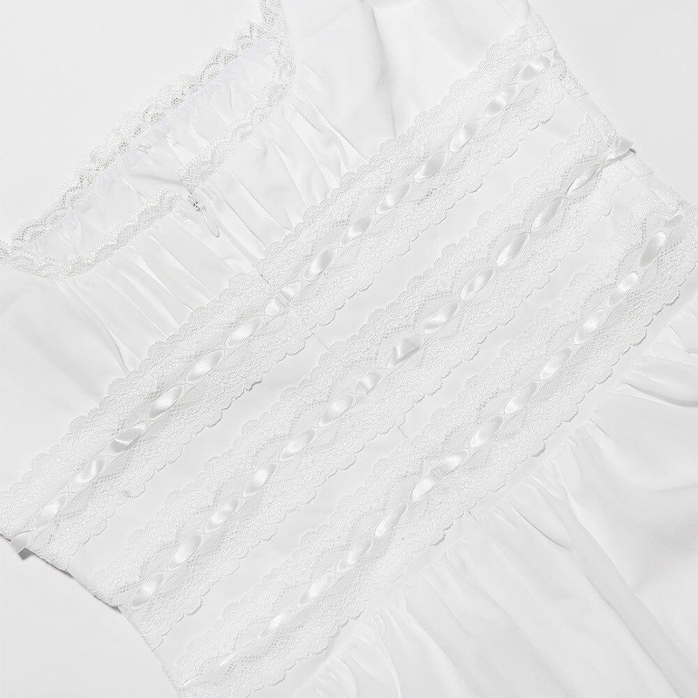 MINI ABITO CON BORDI IN PIZZO BIANCO