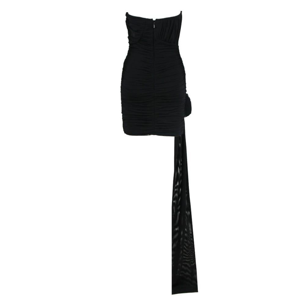 AIIZIE 3D FLOWER STRAPLESS MINI DRESS IN BLACK - product image