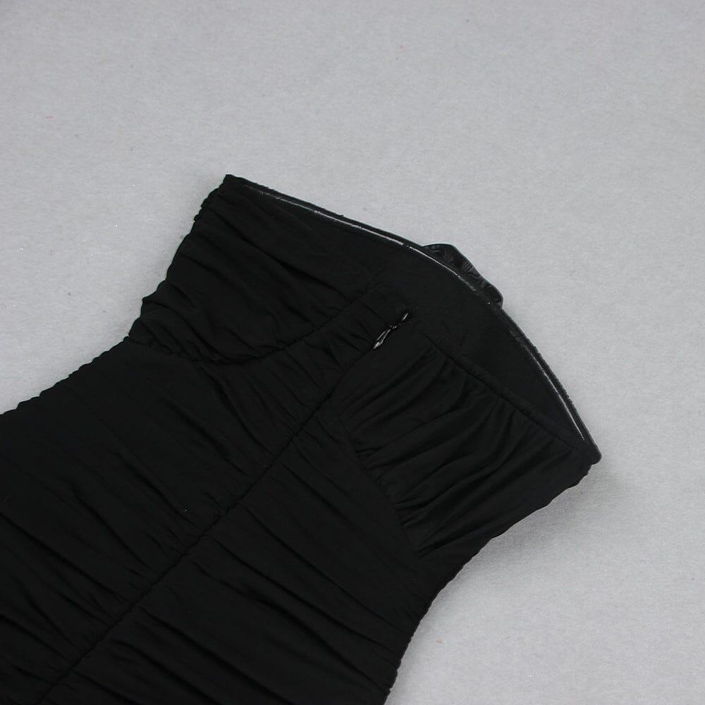 AIIZIE 3D FLOWER STRAPLESS MINI DRESS IN BLACK - product image