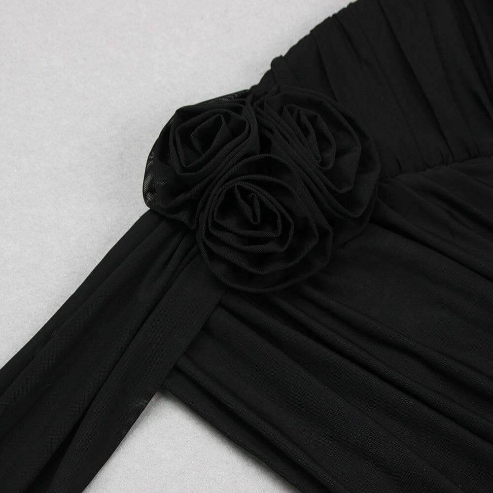 AIIZIE 3D FLOWER STRAPLESS MINI DRESS IN BLACK - product image