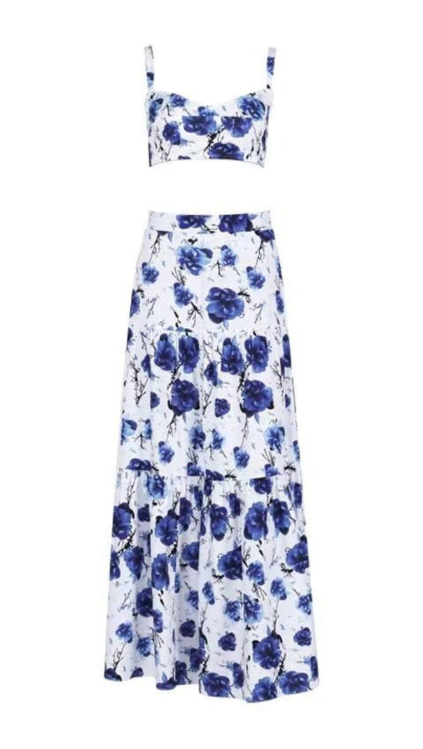 AIIZIE FLORAL PRINT CAMI TOP & RUFFLE HEM SKIRT - product image