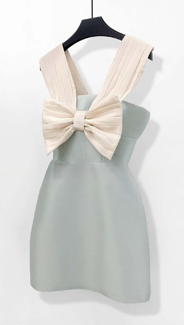 AIIZIE BOW-EMBELLISHED STRAPPY MINI DRESS IN SKY BLUE - product image