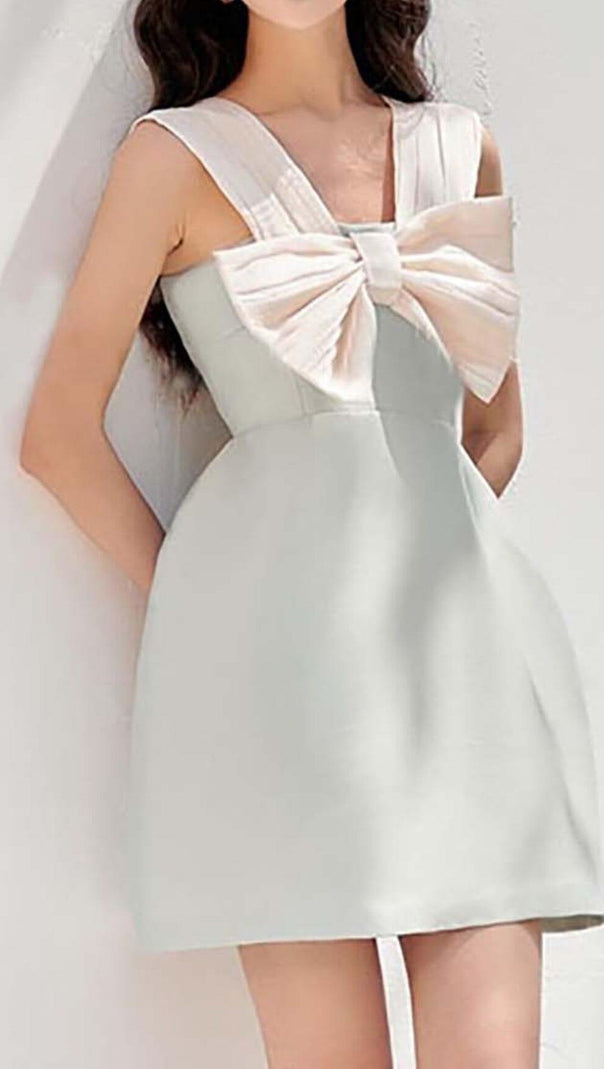 AIIZIE BOW-EMBELLISHED STRAPPY MINI DRESS IN SKY BLUE - product image