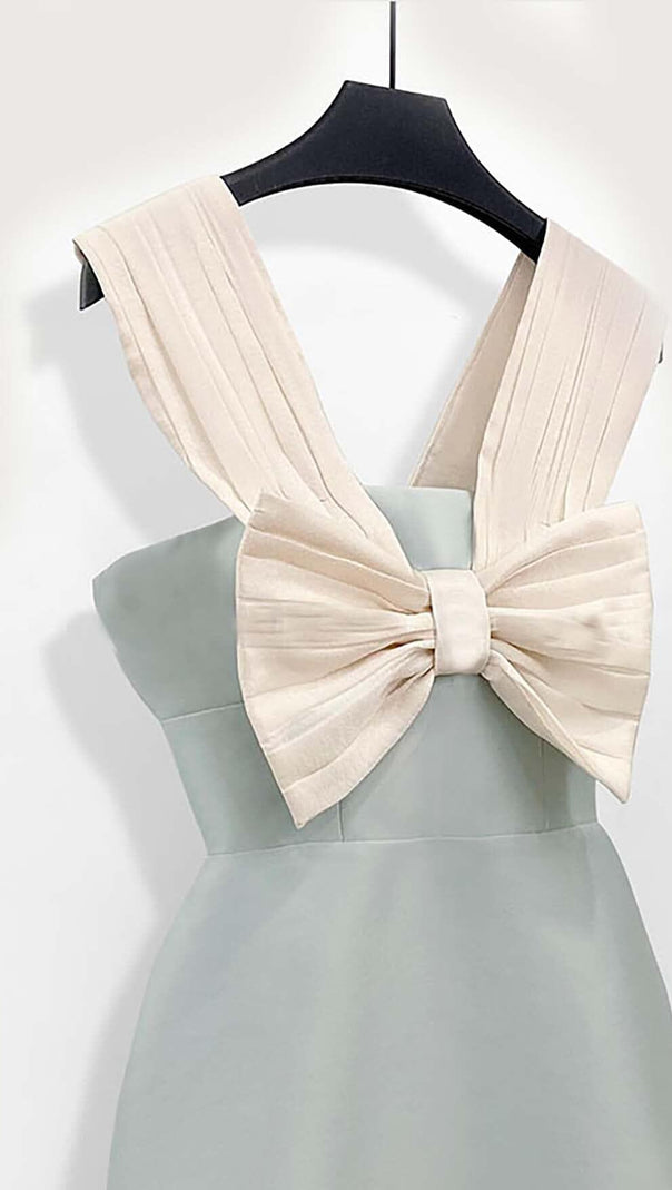 AIIZIE BOW-EMBELLISHED STRAPPY MINI DRESS IN SKY BLUE - product image