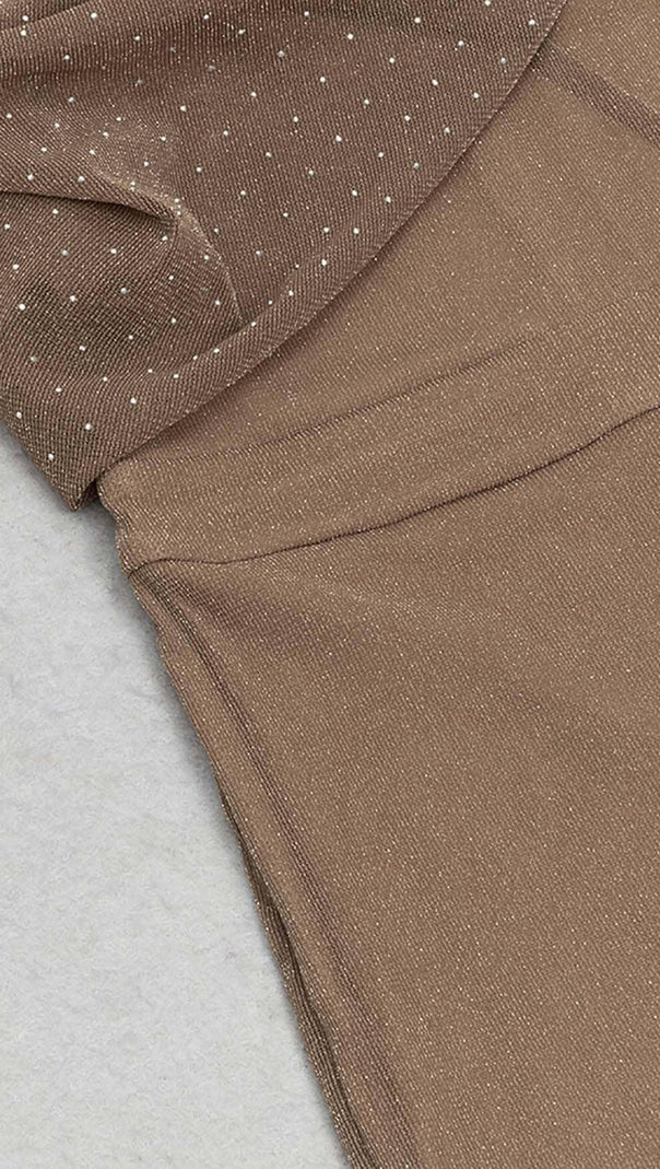 AIIZIE COWL-NECK SEQUIN JUMPSUIT IN KHAKI - product image