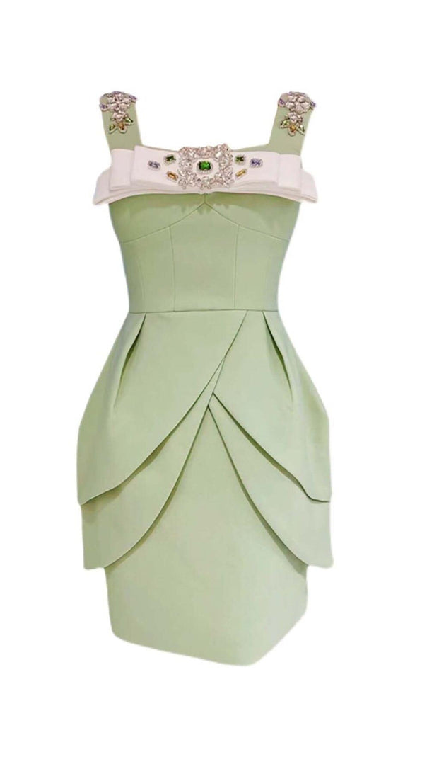 AIIZIE CRYSTAL STRAPPY MINI DRESS IN MINT - product image