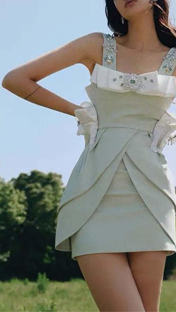 AIIZIE CRYSTAL STRAPPY MINI DRESS IN MINT - product image