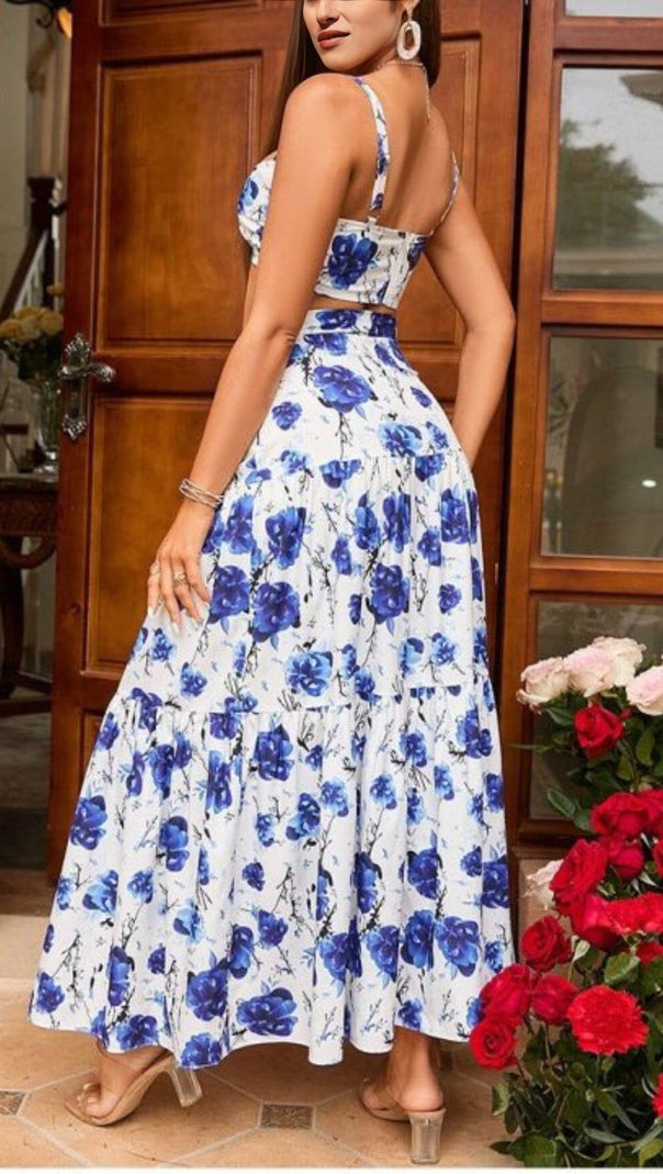 AIIZIE FLORAL PRINT CAMI TOP & RUFFLE HEM SKIRT - product image