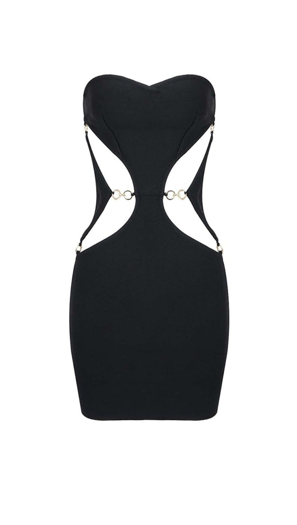 AIIZIE CUTOUT SWEATHEART NECKLINE MINI DRESS IN BLACK - product image
