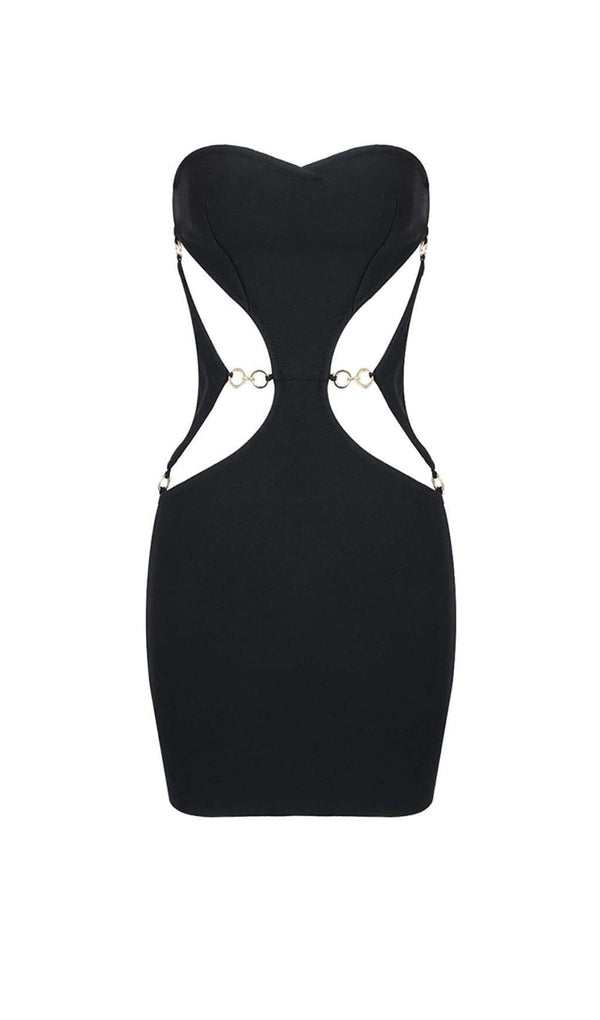 CUTOUT SWEATHEART NECKLINE MINI DRESS IN BLACK