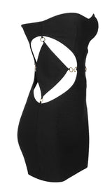 CUTOUT SWEATHEART NECKLINE MINI DRESS IN BLACK