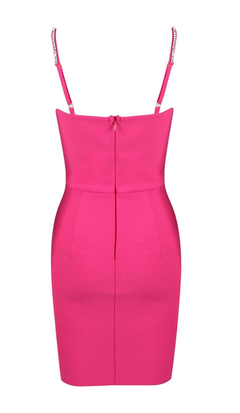 DIAMOND BANDAGE SPAGHETTI STRAP MINI DRESS IN PINK