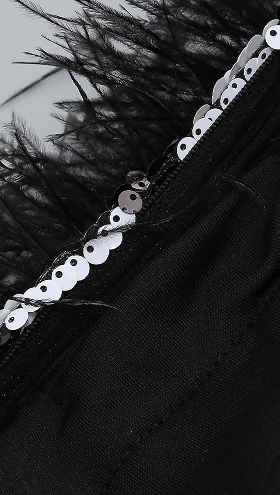 FEATHER TRIM POLKA DOT MINI DRESS