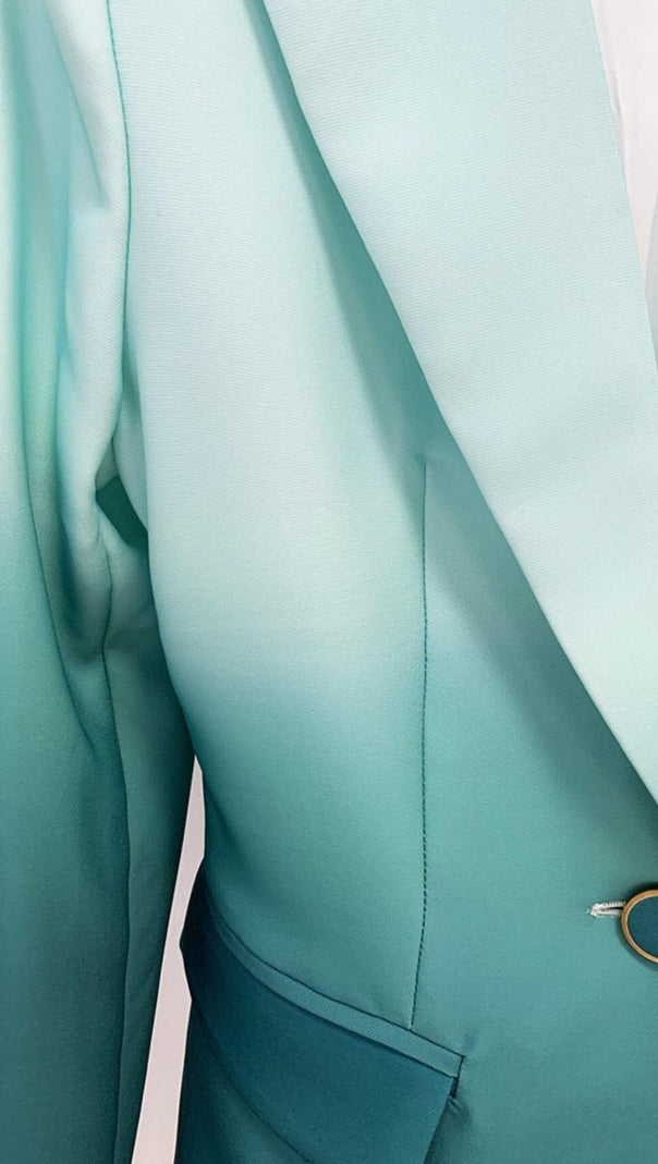 AIIZIE FLARE TROUSERS JACKET SUIT IN OMBRE GREEN - product image