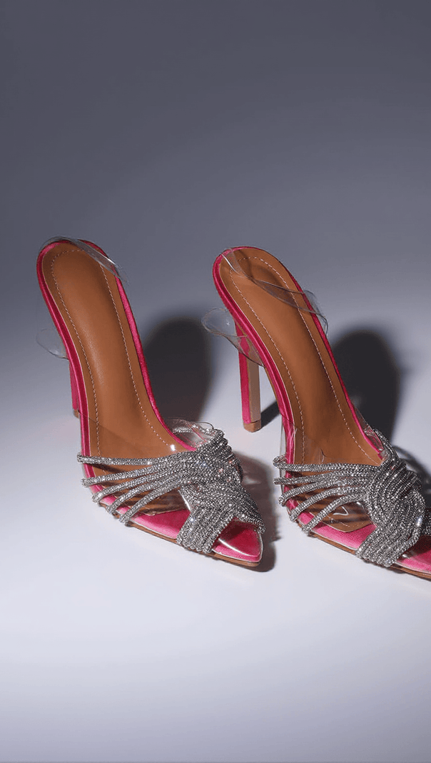 AIIZIE LUMI CRYSTAL EMBELLISHED SANDALS IN HOT PINK - product image