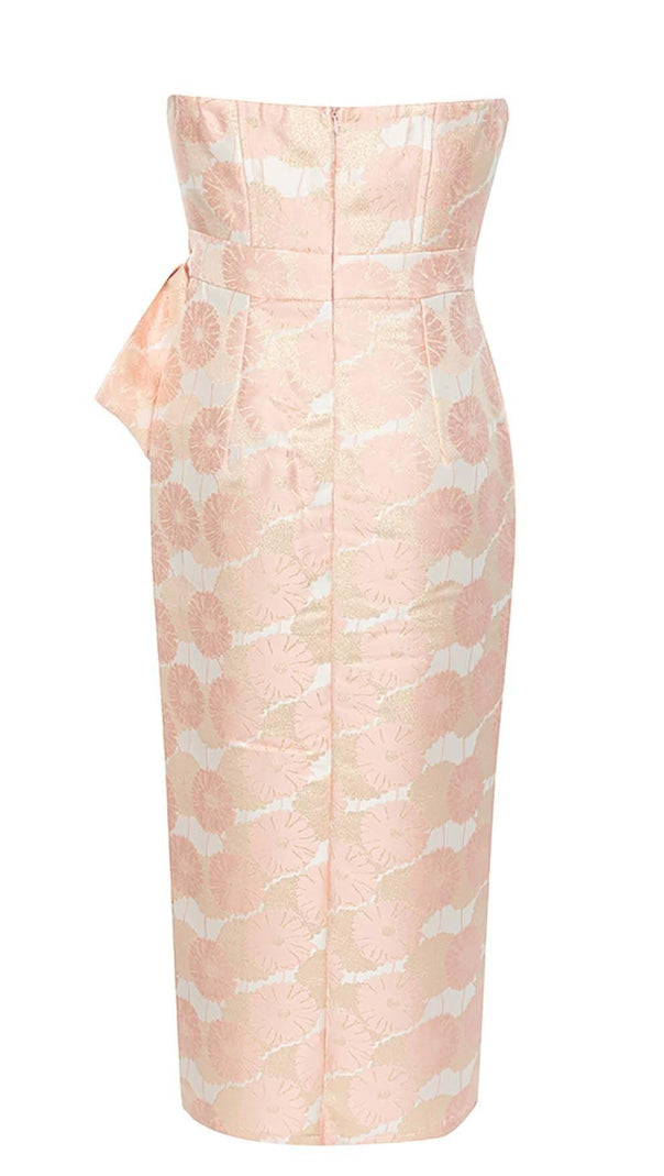 AIIZIE FLORAL CROSS KNOT SPLIT MIDI DRESS IN PINK - product image