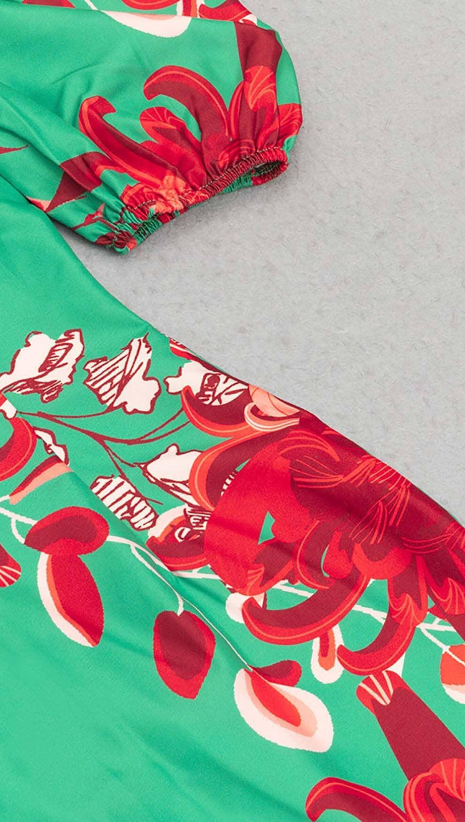 ABITO MIDI CON MANICHE A SBUFFO E SCHIENA APERTA, STAMPA FLOREALE, VERDE