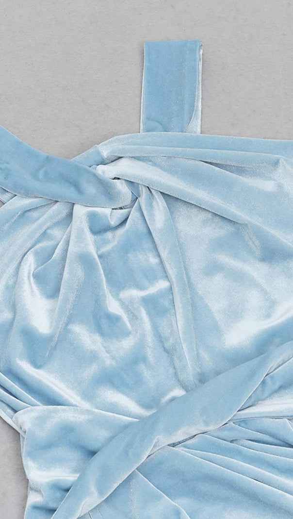 AIIZIE HALTER SATIN MIDI DRESS IN SKY BLUE - product image