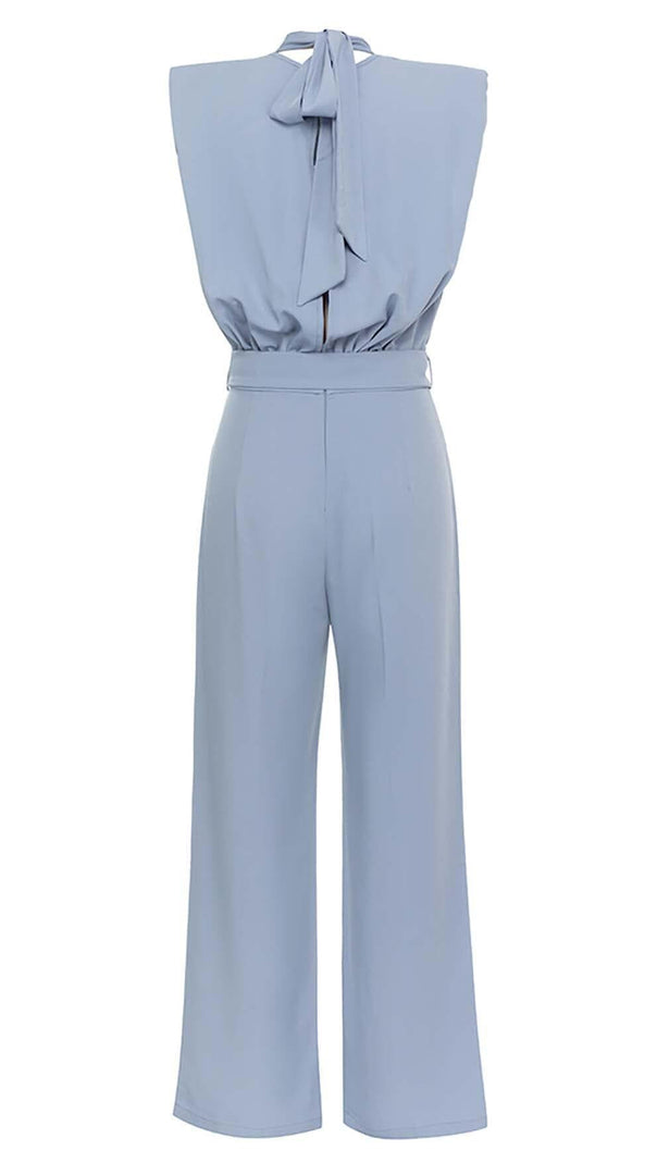 AIIZIE MOCK-NECK BELTED JUMPSUIT IN BLUE - product image