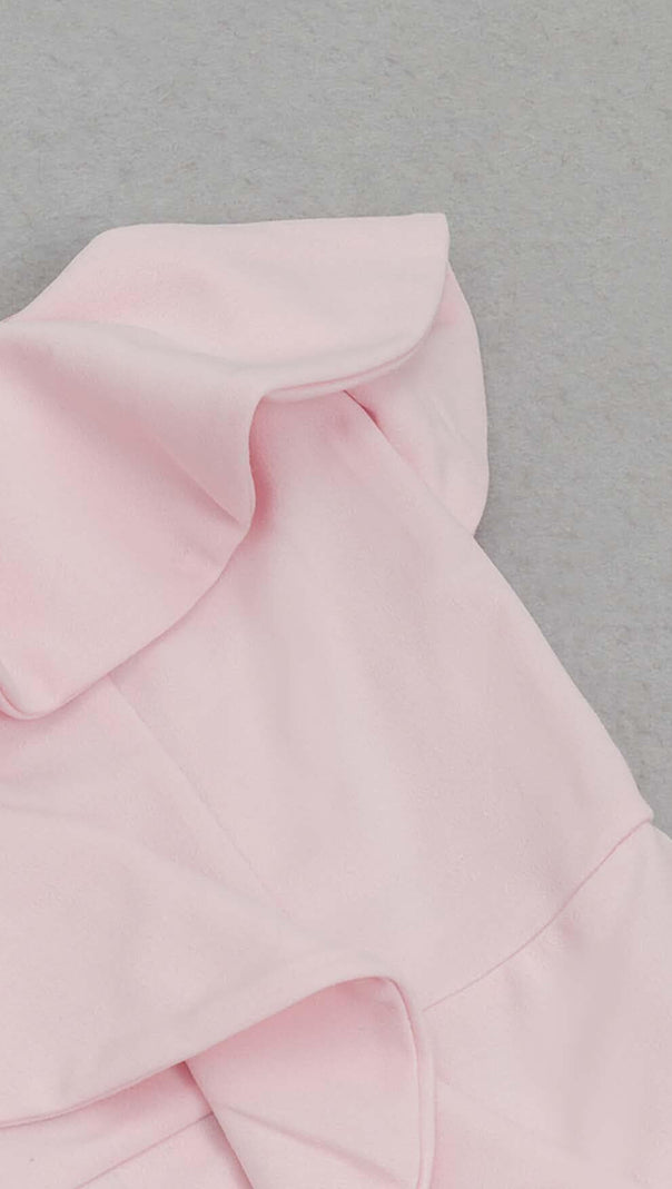 AIIZIE ONE SHOULDER RUFFLE TRIM MIDI DRESS IN PINK - product image